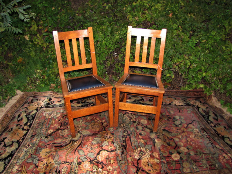 Superb & Rare Antique Pair of Stickley Brothers Side Chairs. W5414