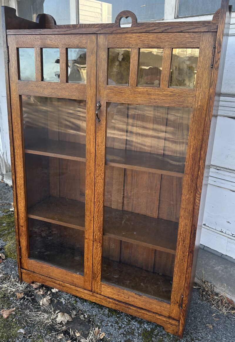 ANTIQUE STICKLEY BROTHERS 2 DOOR NARROW BOOKCASE - Image 7