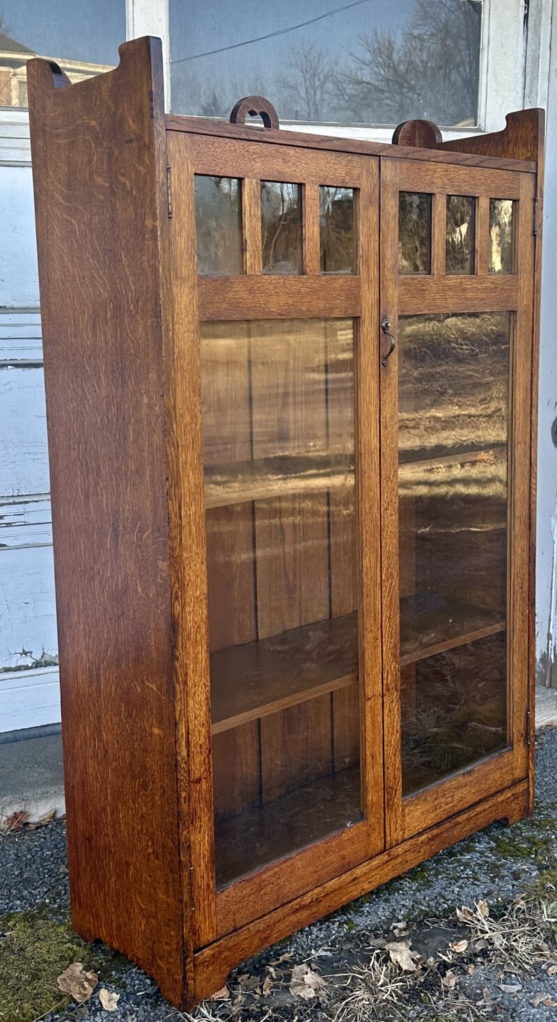 ANTIQUE STICKLEY BROTHERS 2 DOOR NARROW BOOKCASE