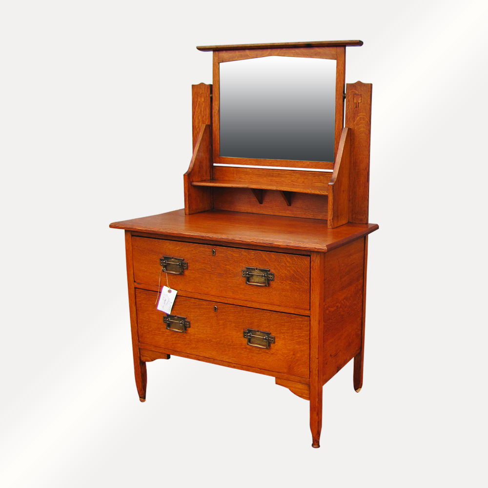 Antique Arts Crafts Dresser With Inlay And Mirror W4467 Joenevo