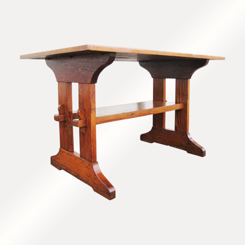 Antique L&jG Stickley Trestle Table. W2179 - Image 4